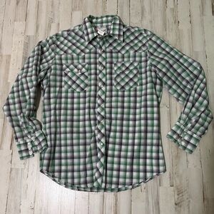 Wrangler Wrancher Casual Button Down Shirt Large